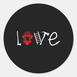 Female Firefighter Love Wife Girlfriend Classic Round Sticker