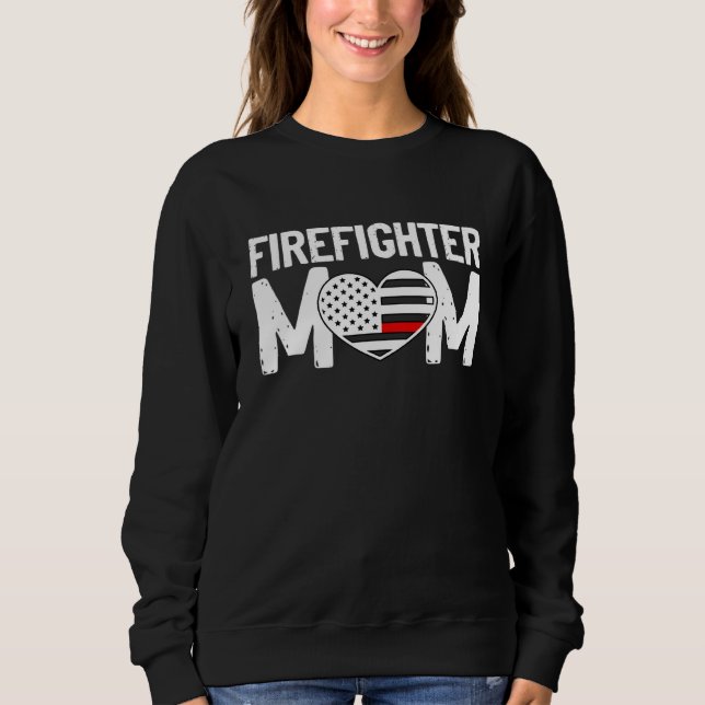 Female Firefighter Mum Thin Red Line Flag Firefigh Sweatshirt (Front)