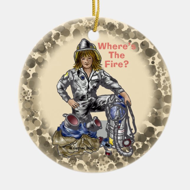 Female Firefighter  Ornament (Front)
