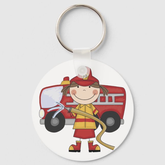 Female Firefighter T-shirts and Gifts Key Ring (Front)