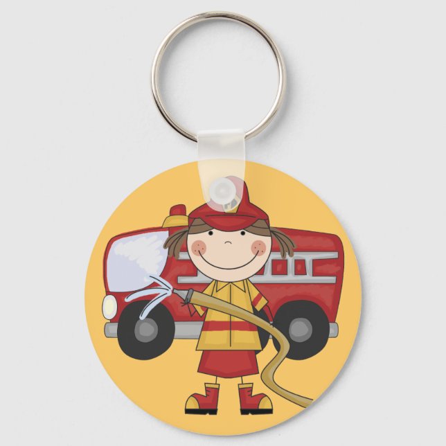 Female Firefighter T-shirts and Gifts Key Ring (Front)