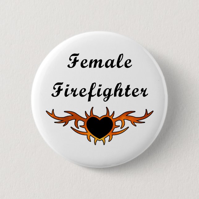 Female Firefighter Tattoo 6 Cm Round Badge (Front)