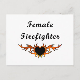 Female Firefighter Tattoo Postcard