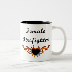 Female Firefighter Tattoo Two-Tone Coffee Mug