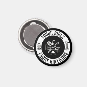 Female Firefighter Tough Girls Carry Halligans  Magnet