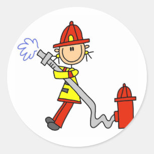 Female Firefighter With Hose T-shirts and Gifts Classic Round Sticker