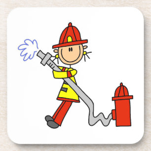 Female Firefighter With Hose T-shirts and Gifts Coaster