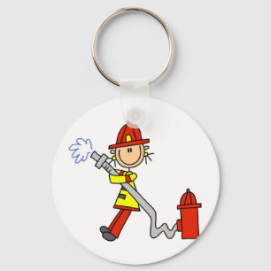 Female Firefighter With Hose T-shirts and Gifts Key Ring