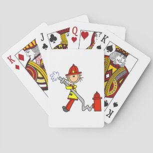 Female Firefighter With Hose T-shirts and Gifts Playing Cards