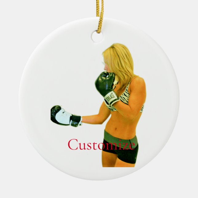Female Fitness Model boxing Thunder_Cove Ceramic Ornament (Front)