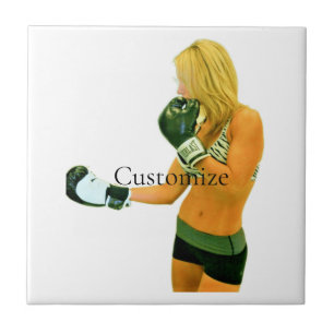 Female Fitness Model boxing Thunder_Cove Ceramic Tile