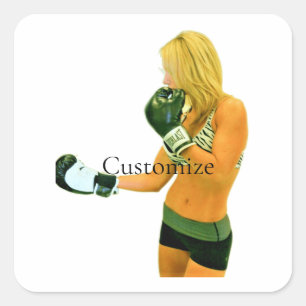 Female Fitness Model boxing Thunder_Cove Square Sticker