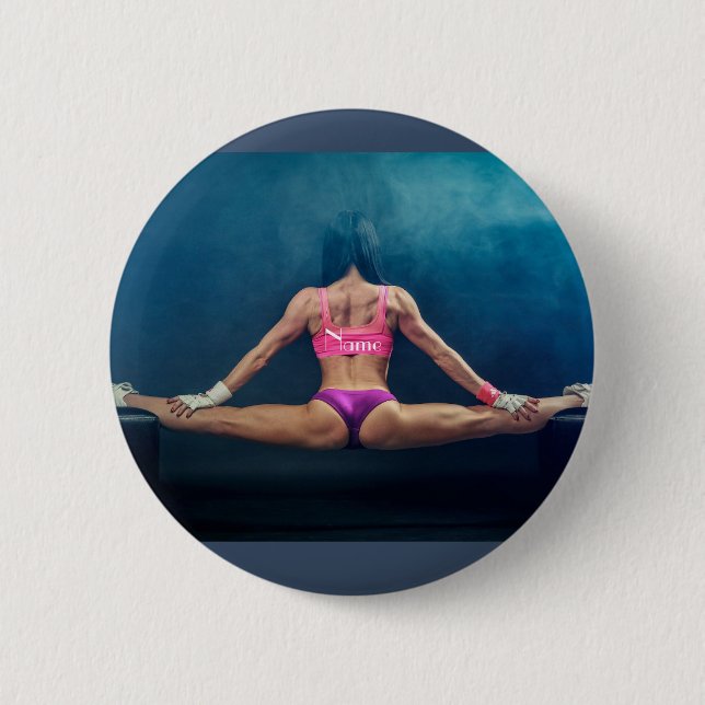 Female Fitness Model Split Thunder_Cove   6 Cm Round Badge (Front)