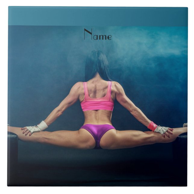 Female Fitness Model Split Thunder_Cove Ceramic Tile (Front)