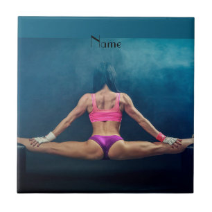 Female Fitness Model Split Thunder_Cove Ceramic Tile