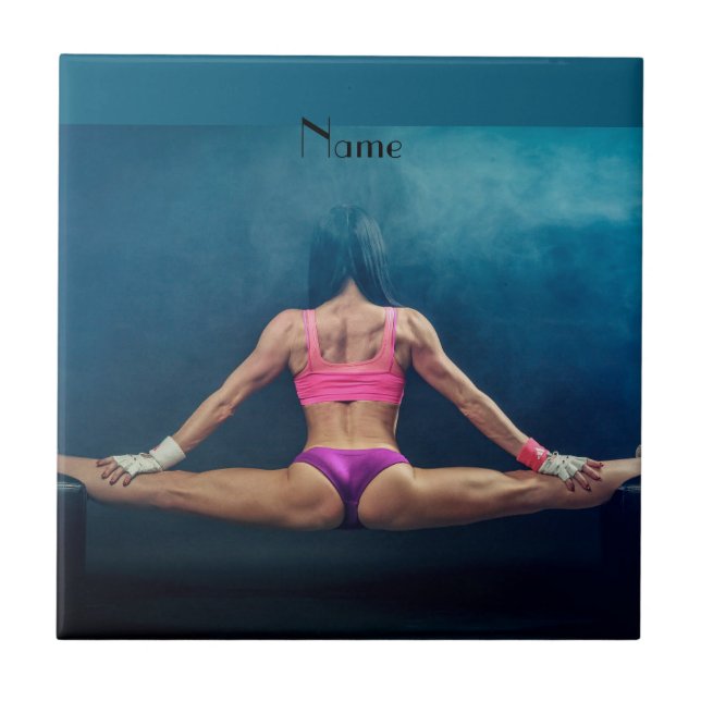  Female Fitness Model Split Thunder_Cove     Ceramic Tile (Front)