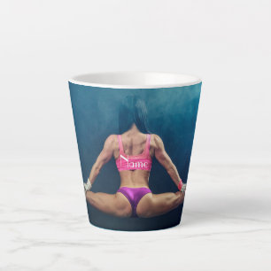 Female Fitness Model Split Thunder_Cove Latte Mug