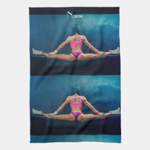 Female Fitness Model Split Thunder_Cove Tea Towel