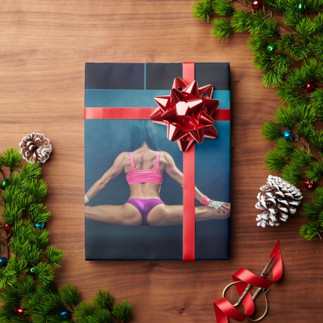 Female Fitness Model Split Thunder_Cove Wrapping Paper (Holiday Gift)