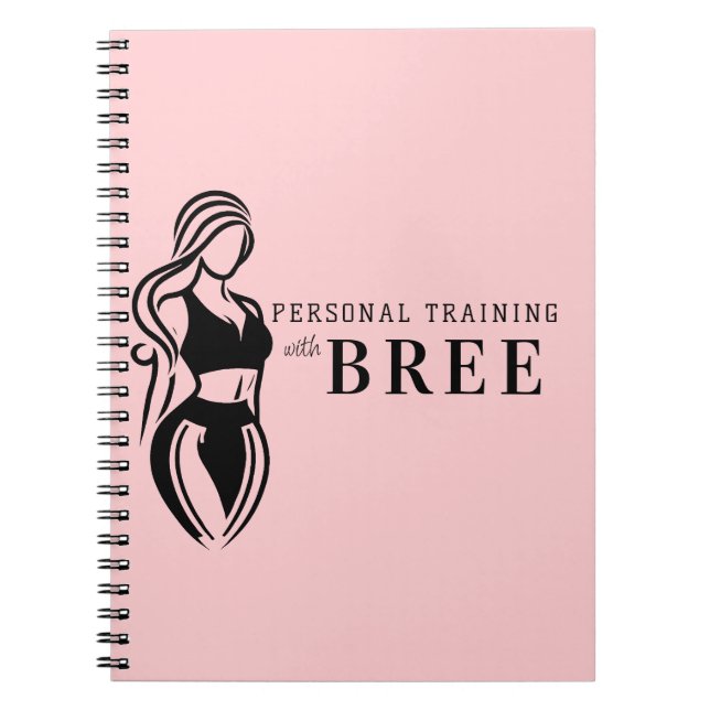 Female Fitness Personal Training Minimalist Pink Notebook (Front)