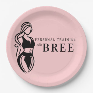 Female Fitness Personal Training Minimalist Pink Paper Plate