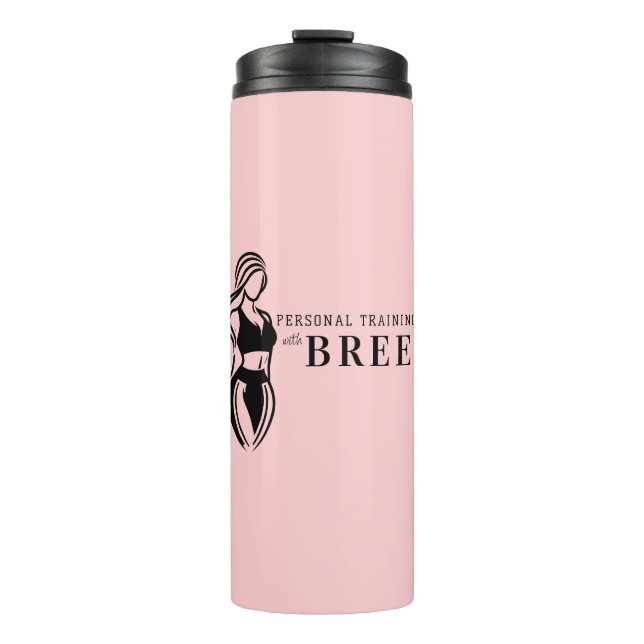 Female Fitness Personal Training Minimalist Pink Thermal Tumbler (Front)