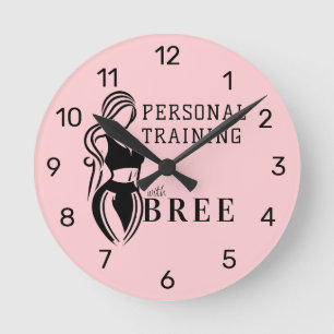 Female Fitness Personal Training Minimalist Round Clock