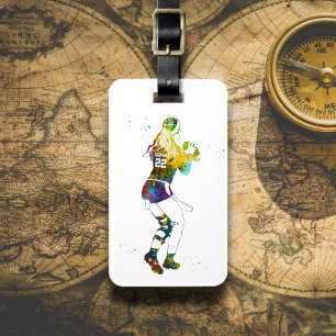 Female Flag Football Player Luggage Tag