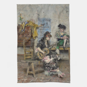 Female Flamenco Guitar Player (Spanish Guitarist) Tea Towel