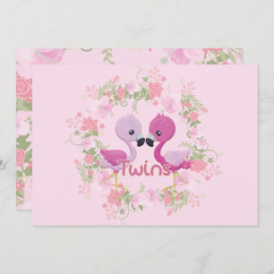 Female Flamingo Twins Baby Shower Invitation