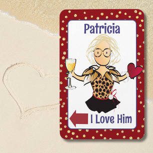 Female Fun Cartoon Wedding Anniversary Cruise Door Magnet