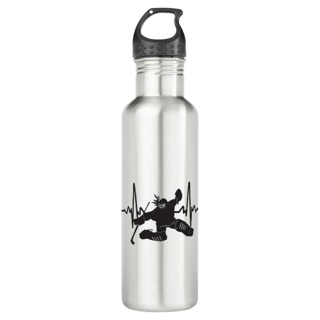 female goalie hockey heartbeat 710 ml water bottle (Front)