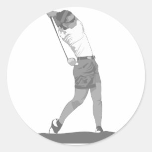 Female Golfer Classic Round Sticker