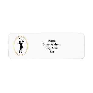 Female Golfer Silhouette Return Address Label