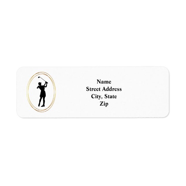 Female Golfer Silhouette Return Address Label (Front)