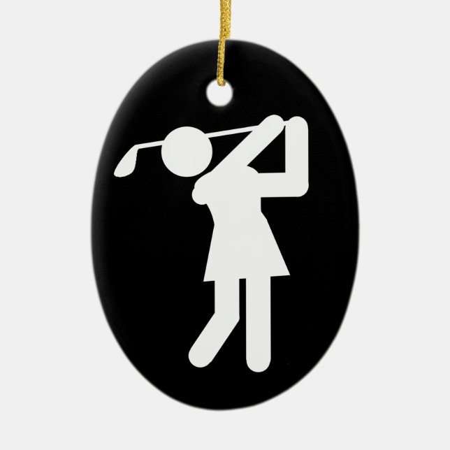 Female Golfer - Woman Golf Symbol Ceramic Ornament (Front)