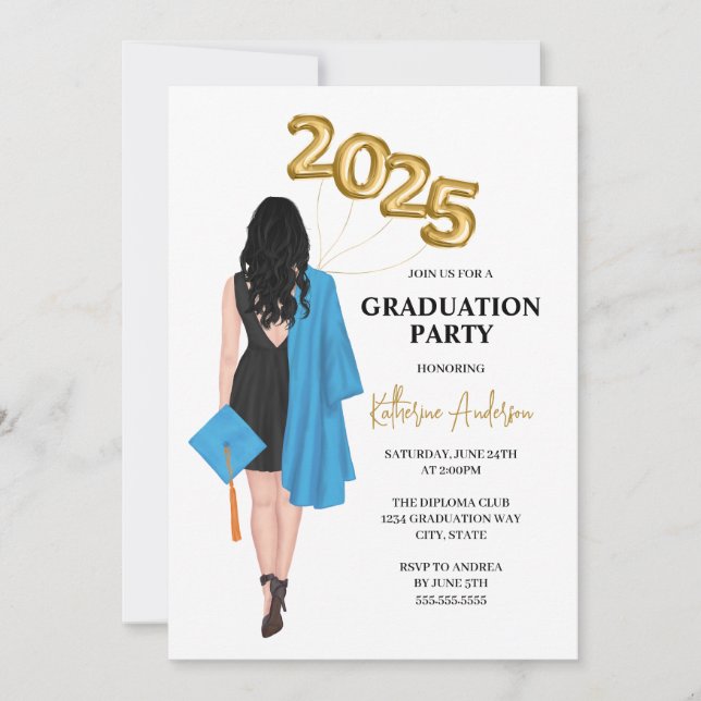 Female Grad Class 2024 Graduation Party Invitation (Front)