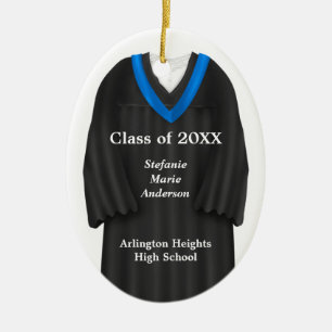 Female Grad Gown Black and Blue Ornament