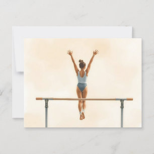 Female Gymnast on Parallel two between Bars waterc Postcard