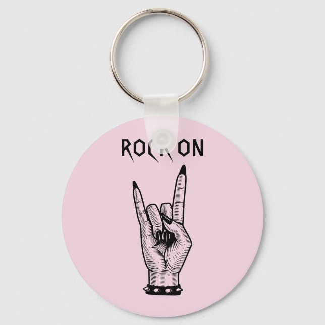 Female Hand Rocker horns Sign art illustration Key Ring (Front)