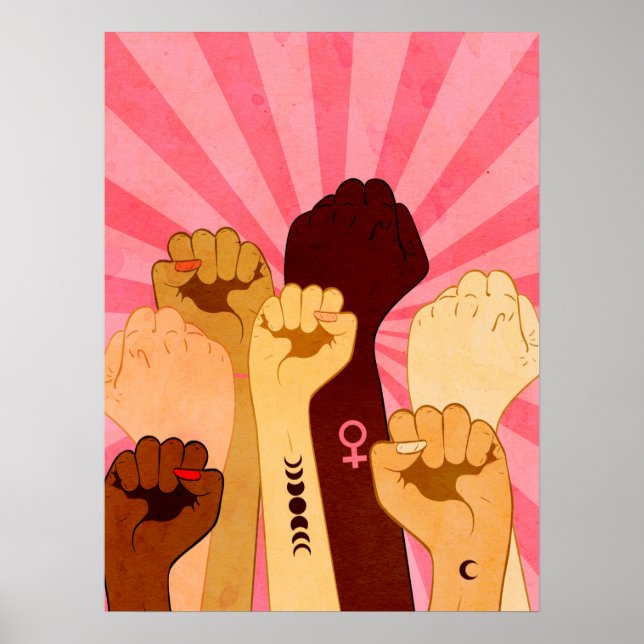 Female hands with fist raised up poster (Front)