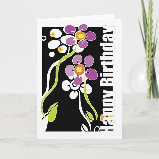 Female happy Birthday, Purple flowers Card (Front)