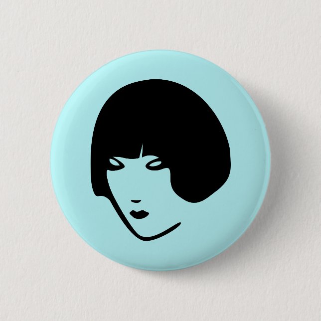 Female Head 6 Cm Round Badge (Front)