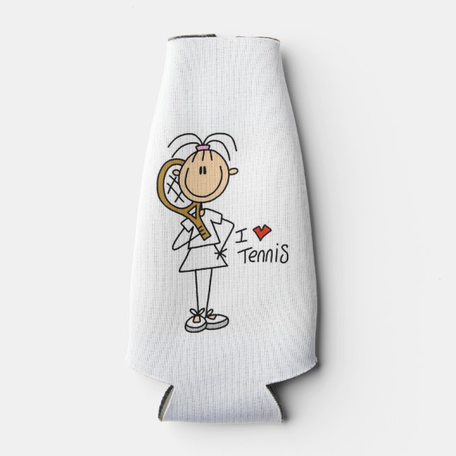 Female I Love Tennis Bottle Cooler (Front)