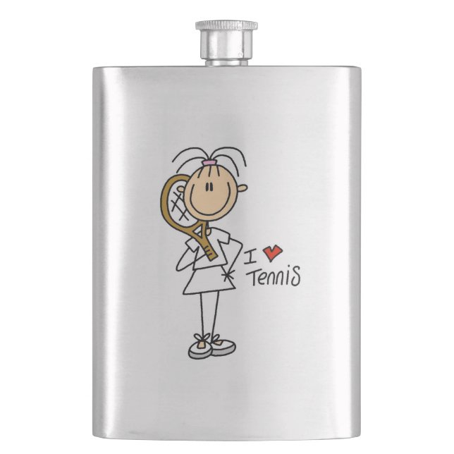 Female I Love Tennis Hip Flask (Front)