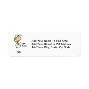Female I Love Tennis Return Address Label