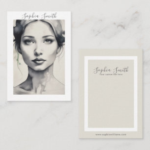 Female Illustration Portrait Earring Display Card
