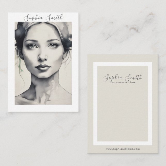 Female Illustration Portrait Earring Display Card (Front/Back)