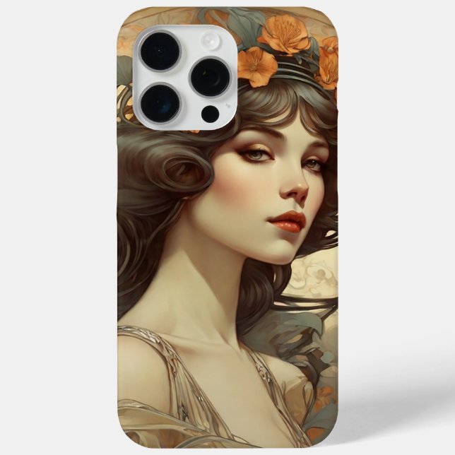 Female illustration with Art Nouveau Case-Mate iPhone Case (Back)