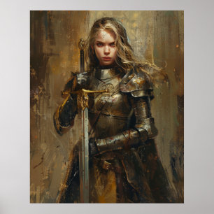 Female Knight in Noble Armour with Sword Poster